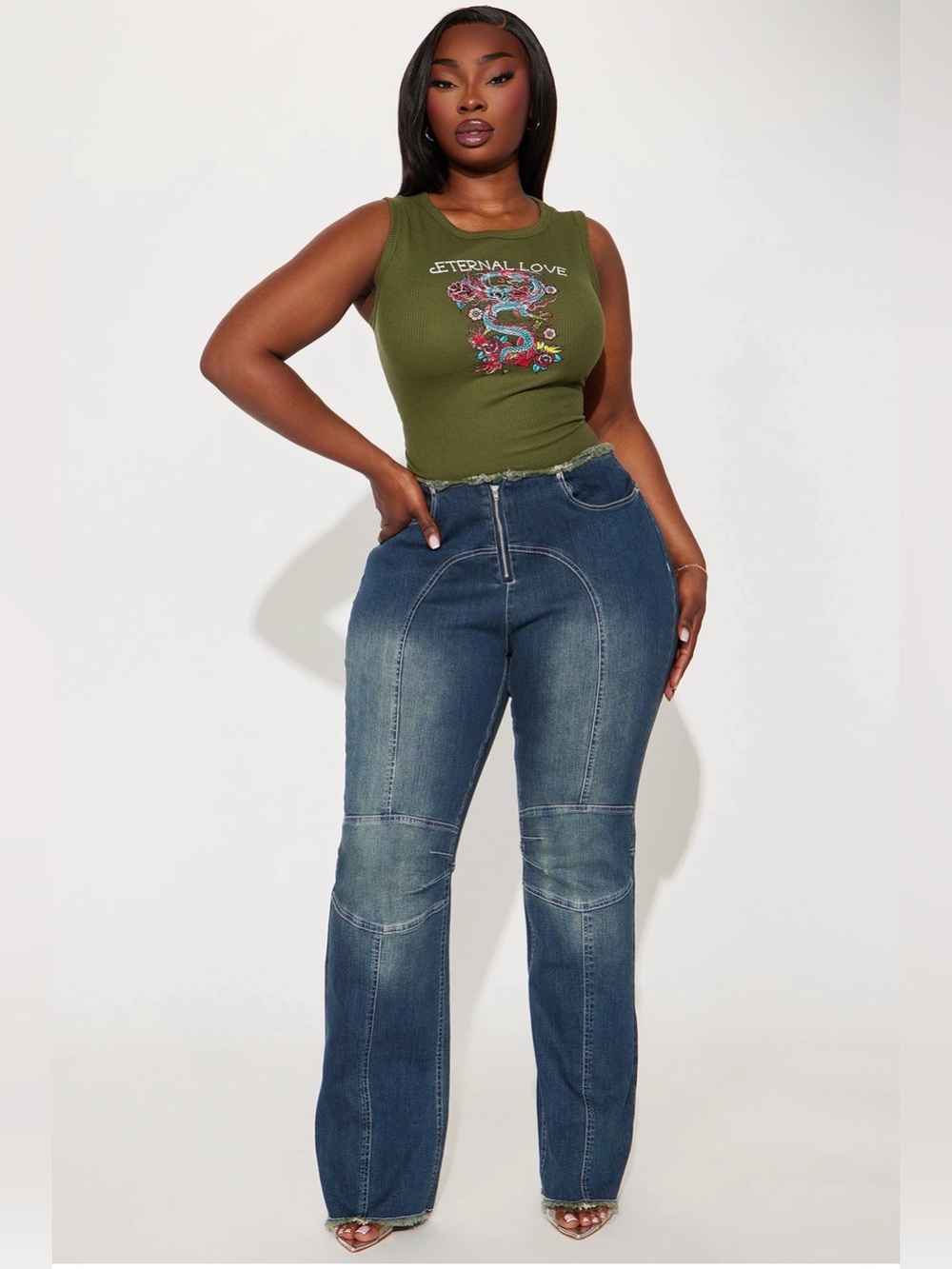 Olive High-Rise Sculpting Jeans for Women